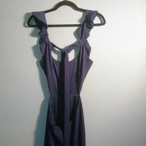 Lulus Sweetest Entrance Navy Blue Ruffled Tie-Back Maxi Dress/Large NWOT - Picture 5 of 16